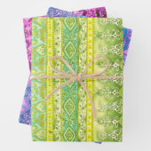 Agra und Suthep in grün, lila und Maron Geschenkpapier Set (Beispiel)