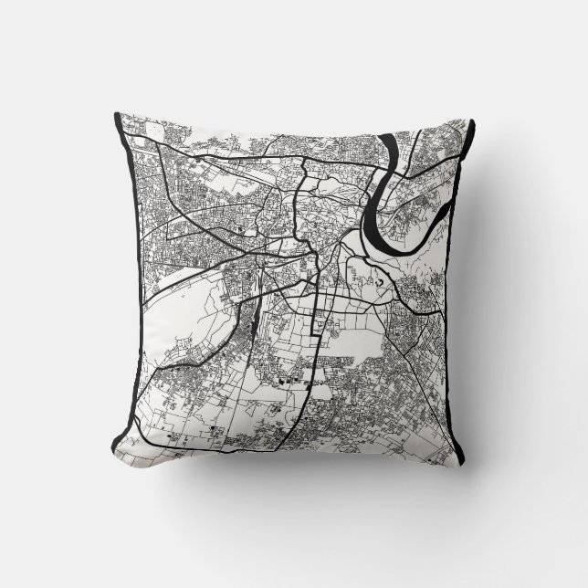 Agra Uttar Pradesh City Map Kissen (Vorderseite)