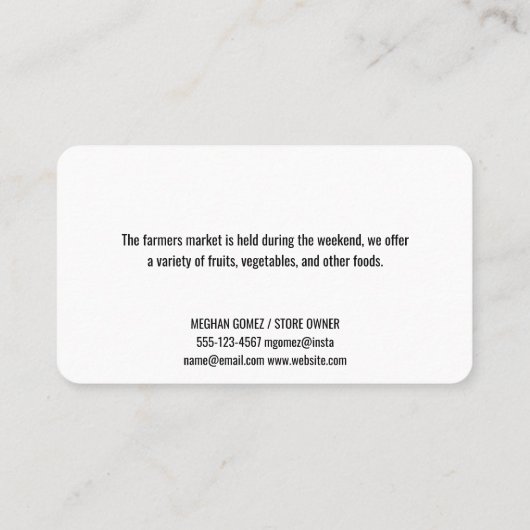 Agriculture Grower | Farm Land Tractor | Produce Visitenkarte (Rückseite)