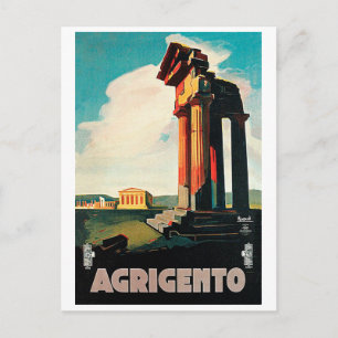 Agrigento Ruinen, Sizilien, Italien, Vintage-Reise Postkarte