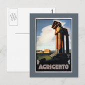 Agrigento Vintag Italienisches Reiseplakat Postkarte (Vorne/Hinten)