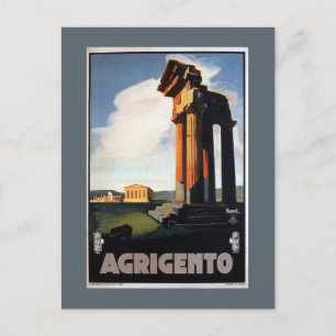 Agrigento Vintag Italienisches Reiseplakat Postkarte