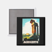 Agrigento Vintage Reisewerbung Magnet (Vorderseite/Rückseite)