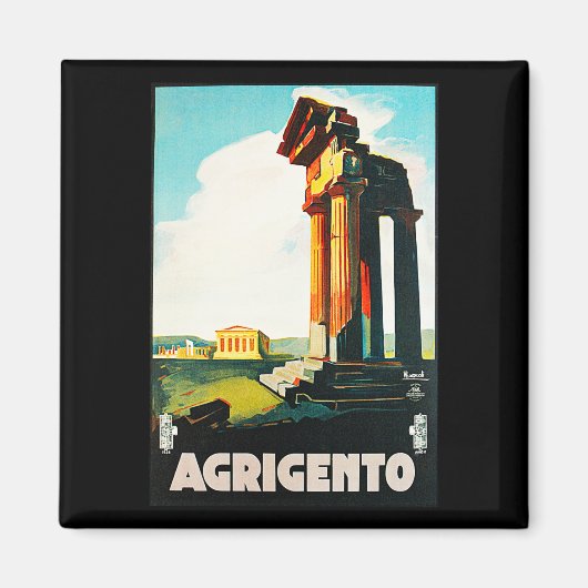 Agrigento Vintage Reisewerbung Magnet (Vorne)