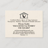 Agrostudio Pilates & Fitness Yoga Visitenkarte (Rückseite)