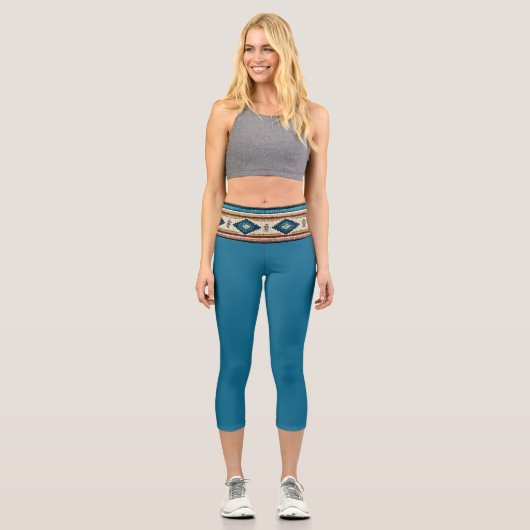 "AGUA BAND / TEAL" High Waisted Capris  (Vorderseite)