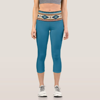 "AGUA BAND / TEAL" High Waisted Capris 