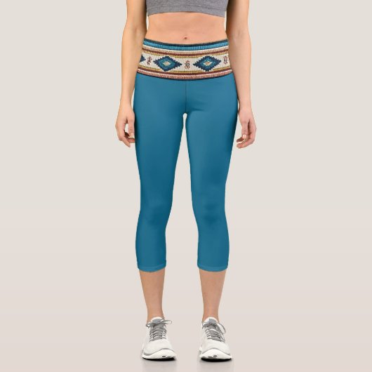 "AGUA BAND / TEAL" High Waisted Capris (Vorderseite)