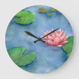 Aguarela Flôr de Lotús  Große Wanduhr