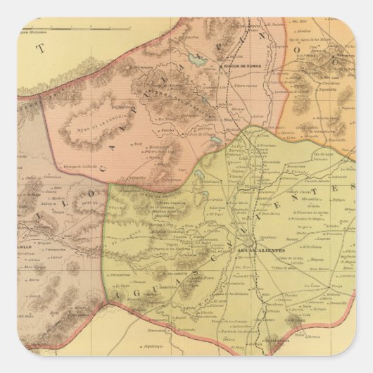 Aguascalientes Quadratischer Aufkleber (Vorderseite)