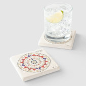 Aguiar Wind-Rose Steinuntersetzer (Seitenansicht)