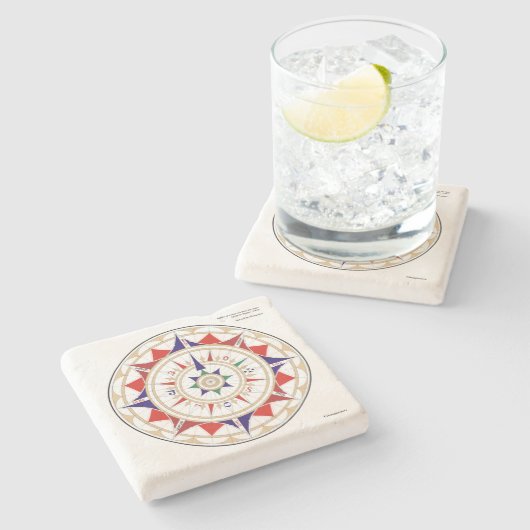 Aguiar Wind-Rose Steinuntersetzer (Seitenansicht)