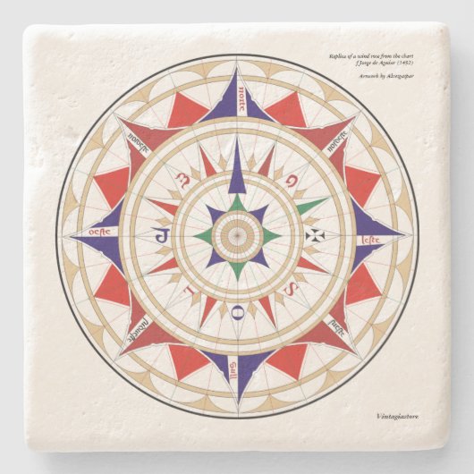 Aguiar Wind-Rose Steinuntersetzer (Vorderseite)