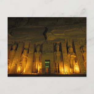 Ägypten, Abu Simbel, Beleuchtete Fassade von Klein Postkarte