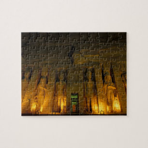 Ägypten, Abu Simbel, Beleuchtete Fassade von Klein Puzzle