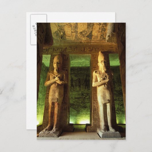 Ägypten, Abu Simbel, Statue Ramesses II, Postkarte (Vorne/Hinten)