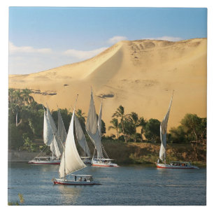 Ägypten, Assuan, Nile River, Felucca Segelboote, 2 Fliese