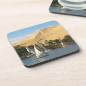 Ägypten, Assuan, Nile River, Felucca Segelboote, 2 Getränkeuntersetzer (Linke Seite)