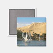 Ägypten, Assuan, Nile River, Felucca Segelboote, 2 Magnet (Vorderseite/Rückseite)