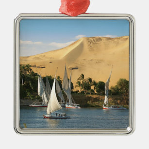 Ägypten, Assuan, Nile River, Felucca Segelboote, 2 Silbernes Ornament