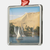 Ägypten, Assuan, Nile River, Felucca Segelboote, 2 Silbernes Ornament (Links)
