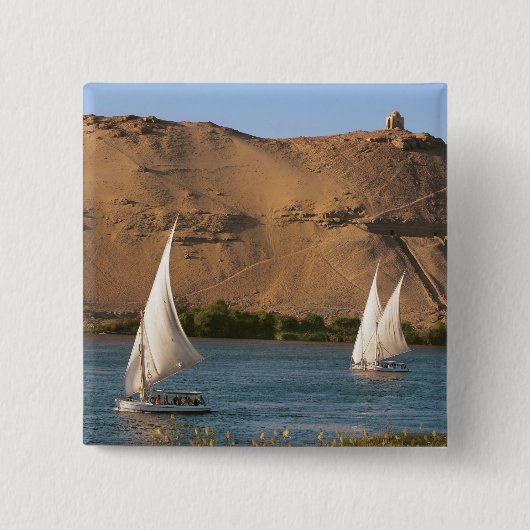 Ägypten, Assuan, Nile River, Felucca Segelboote, Button (Vorderseite)