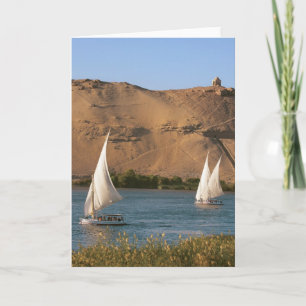 Ägypten, Assuan, Nile River, Felucca Segelboote, Feiertagskarte