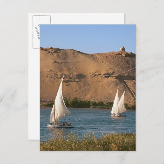 Ägypten, Assuan, Nile River, Felucca Segelboote, Postkarte (Vorne/Hinten)