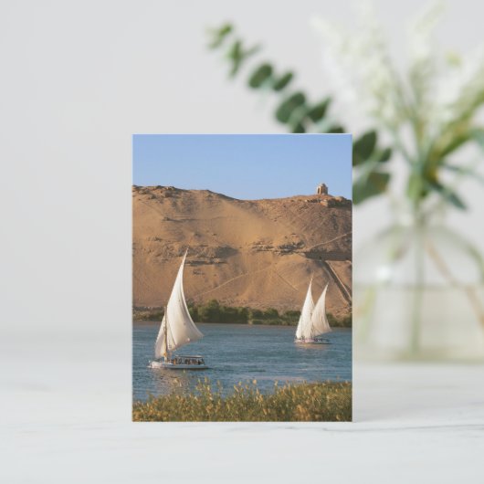 Ägypten, Assuan, Nile River, Felucca Segelboote, Postkarte (Stehend Vorderseite)