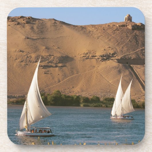 Ägypten, Assuan, Nile River, Felucca Segelboote, Untersetzer (Vorderseite)