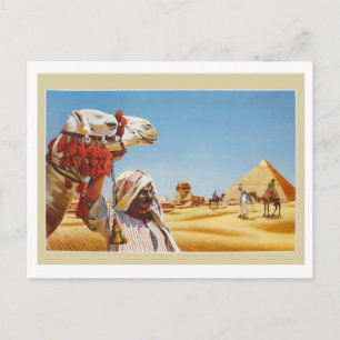 Ägypten, Beduine mit seinem Kamel vor den Pyramide Postkarte