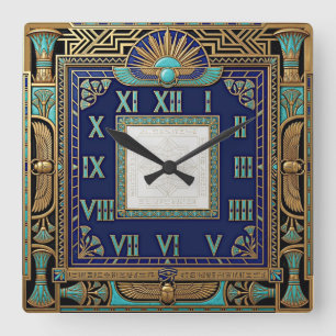Ägypten Deco Kunst Quadratische Wanduhr