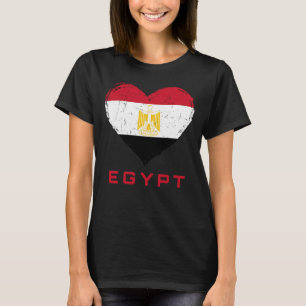 Ägypten-Flagge Herz abgenutzt Damen Schwarz T-Shirt