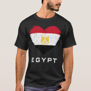 Ägypten-Flagge Herz abgenutzt Herren Schwarz T-Shirt
