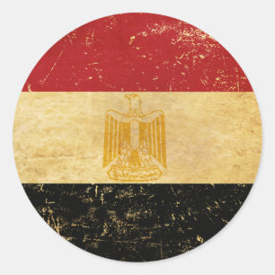 Ägypten-Flagge Vintage-Grunge-Design Runder Aufkleber