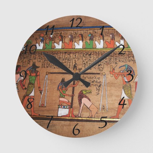 Ägypten-Hieroglyphen-Mauer Runde Wanduhr (Vorderseite)