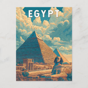 Ägypten Illustration Travel Art Vintag Postkarte