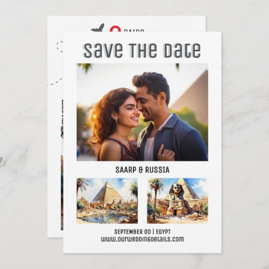 Ägypten Kairo Hochzeit in Urlaubsort Foto rett Save The Date (Vorne/Hinten)