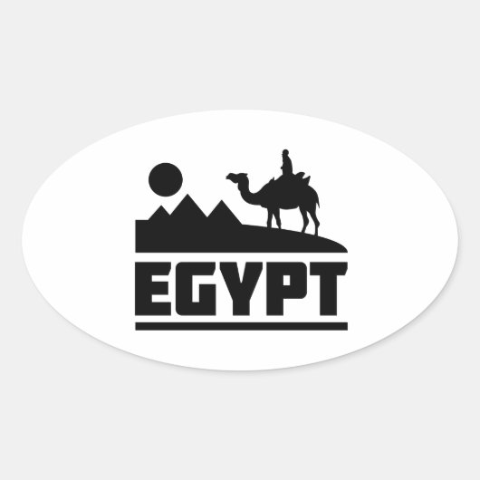 Ägypten Kamel-Silhouette Ovaler Aufkleber (Vorderseite)