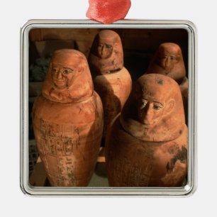 Ägypten, Kanopenkrüge der 26. Dynastie gefunden in Silbernes Ornament