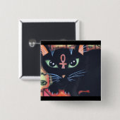 Ägypten-Katze mit Ankh Button (Vorne & Hinten)