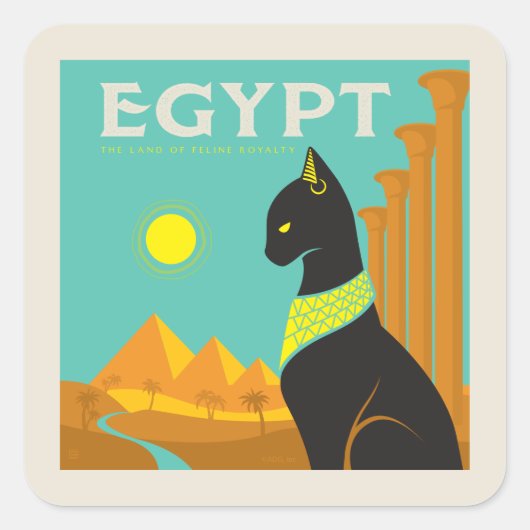 Ägypten | Land der Felinischen Royalität Quadratischer Aufkleber (Vorderseite)