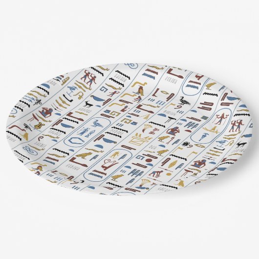 Ägypten Pharao Hieroglyphen Pappteller (Schrägansicht)