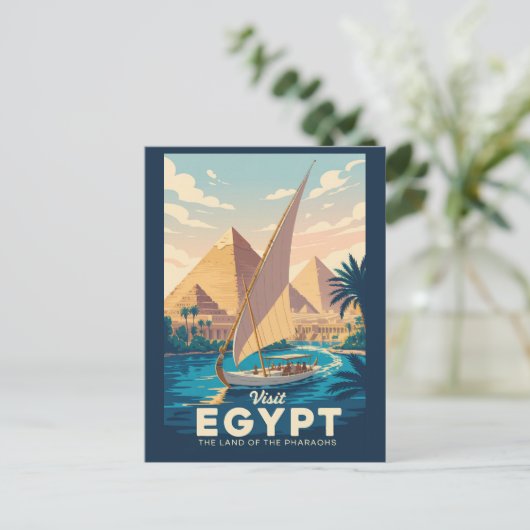 Ägypten Pyramide Illustration Reisen Vintag Postkarte (Stehend Vorderseite)