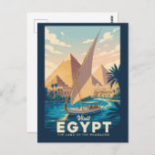 Ägypten Pyramide Illustration Reisen Vintag Postkarte (Vorne/Hinten)