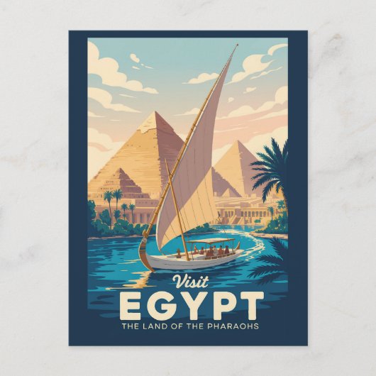Ägypten Pyramide Illustration Reisen Vintag Postkarte (Vorderseite)