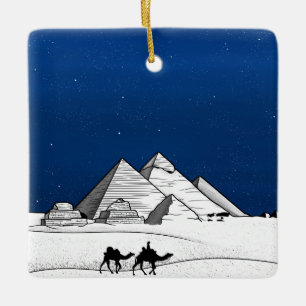 Ägypten - Pyramide Schwarzweiß Keramikornament