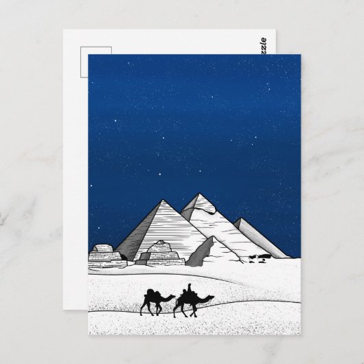 Ägypten - Pyramide Schwarzweiß Postkarte (Vorne/Hinten)