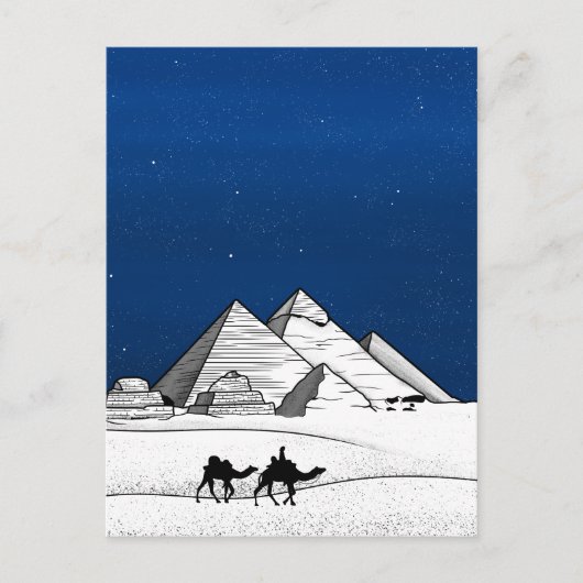 Ägypten - Pyramide Schwarzweiß Postkarte (Vorderseite)