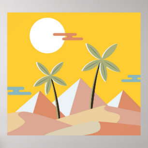 Ägypten Pyramide Sonnenuntergang: Vintage Szene Poster